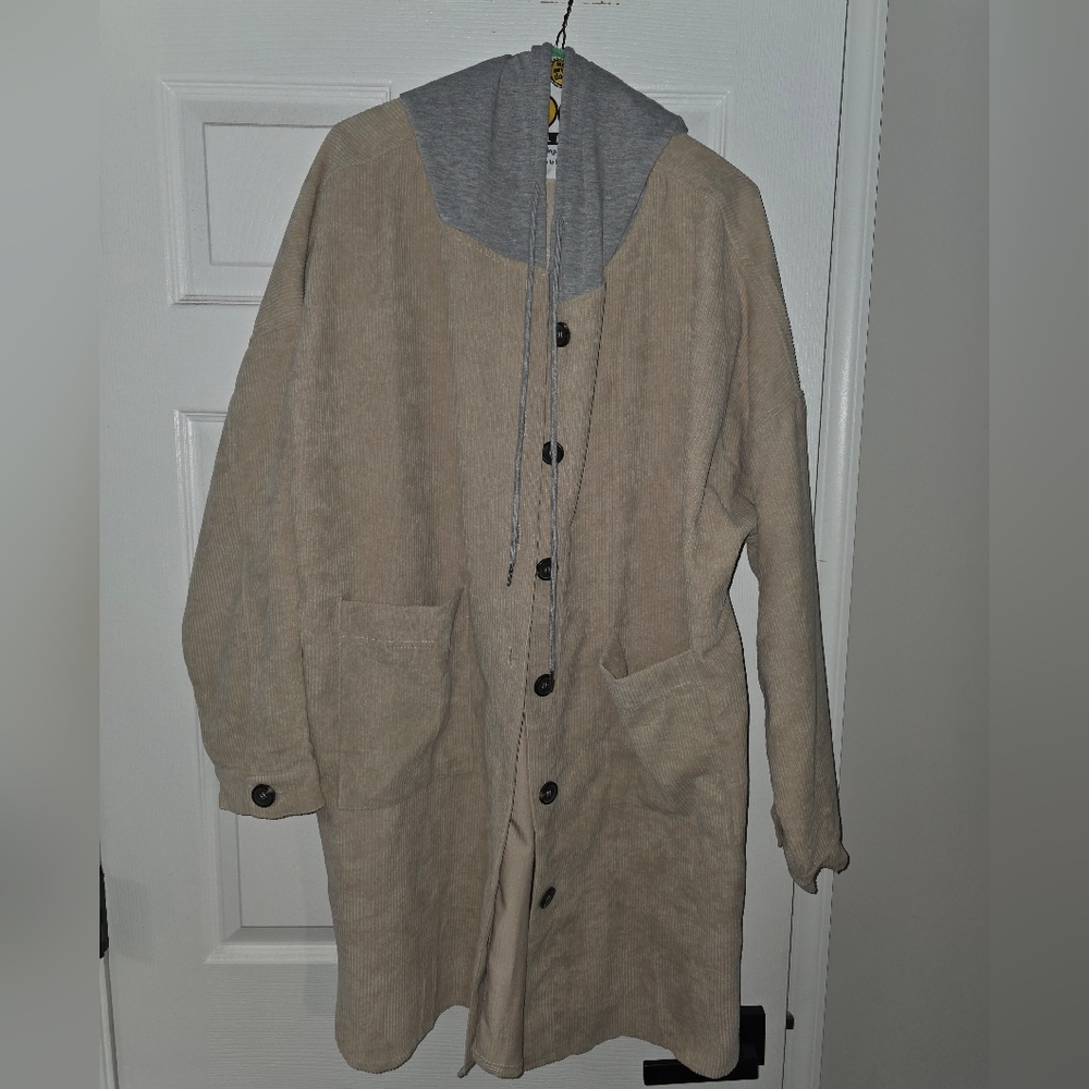 Fashion Nova Tan and Gray Trench Coat Timeless Design
